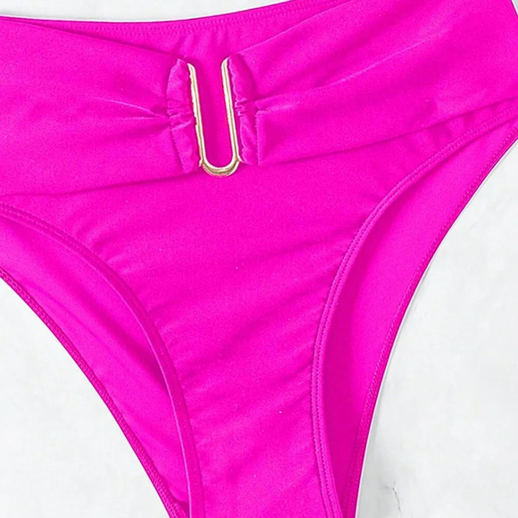 Hot Pink Women's Ruched Separated Swimwear - Picture 8 of 8